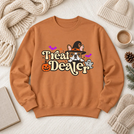 Custom Frenchie Halloween Treat Dealer Unisex Sweatshirt Yam
