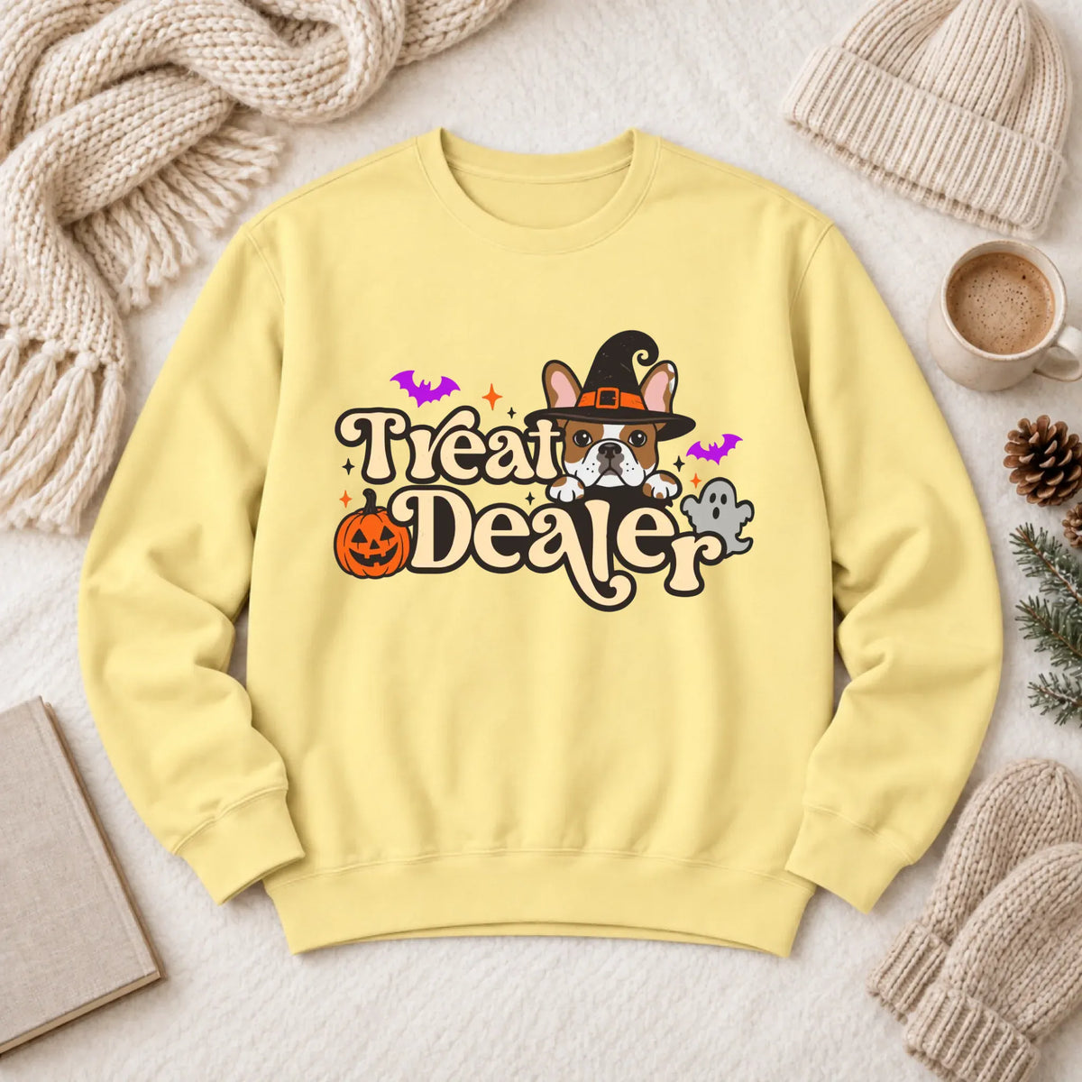 Custom Frenchie Halloween Treat Dealer Unisex Sweatshirt Butter