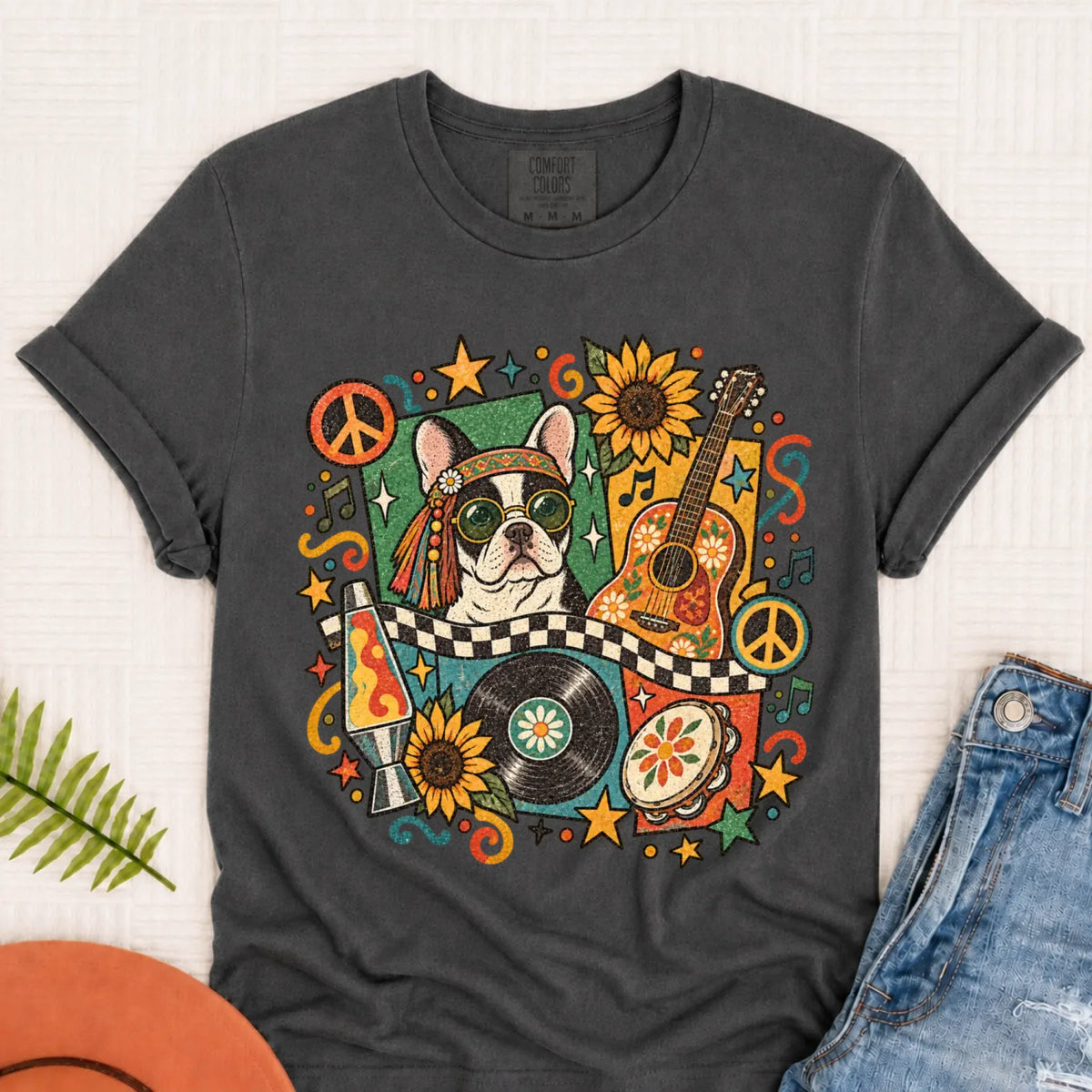 Customizer Monster Dark 1717 / Pepper / S Custom Frenchie Hippie Music Unisex Tshirt