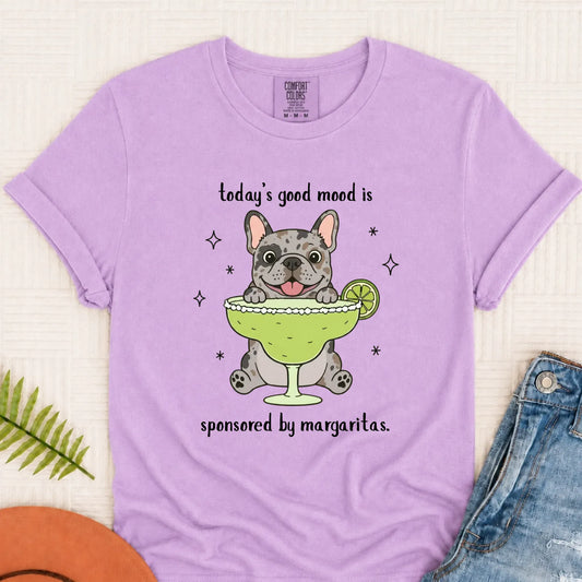 Custom Frenchie Margaritas Drinking Unisex TShirt Orchid