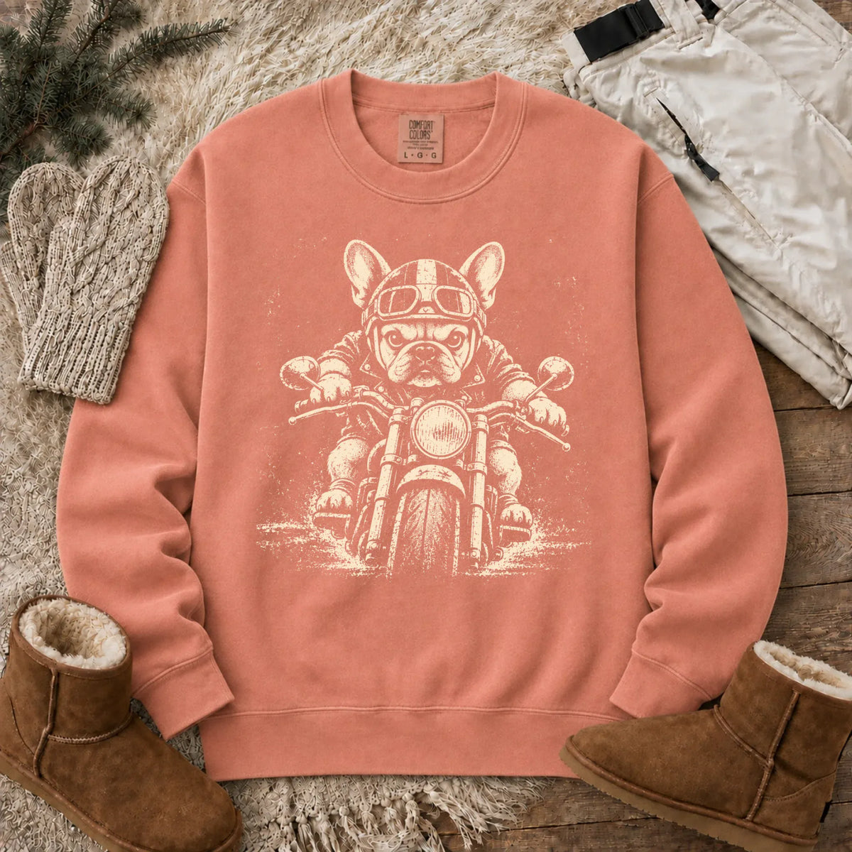 Sweatshirt Terracotta / S Custom Frenchie Motorcycle Biker Unisex Sweatshirt