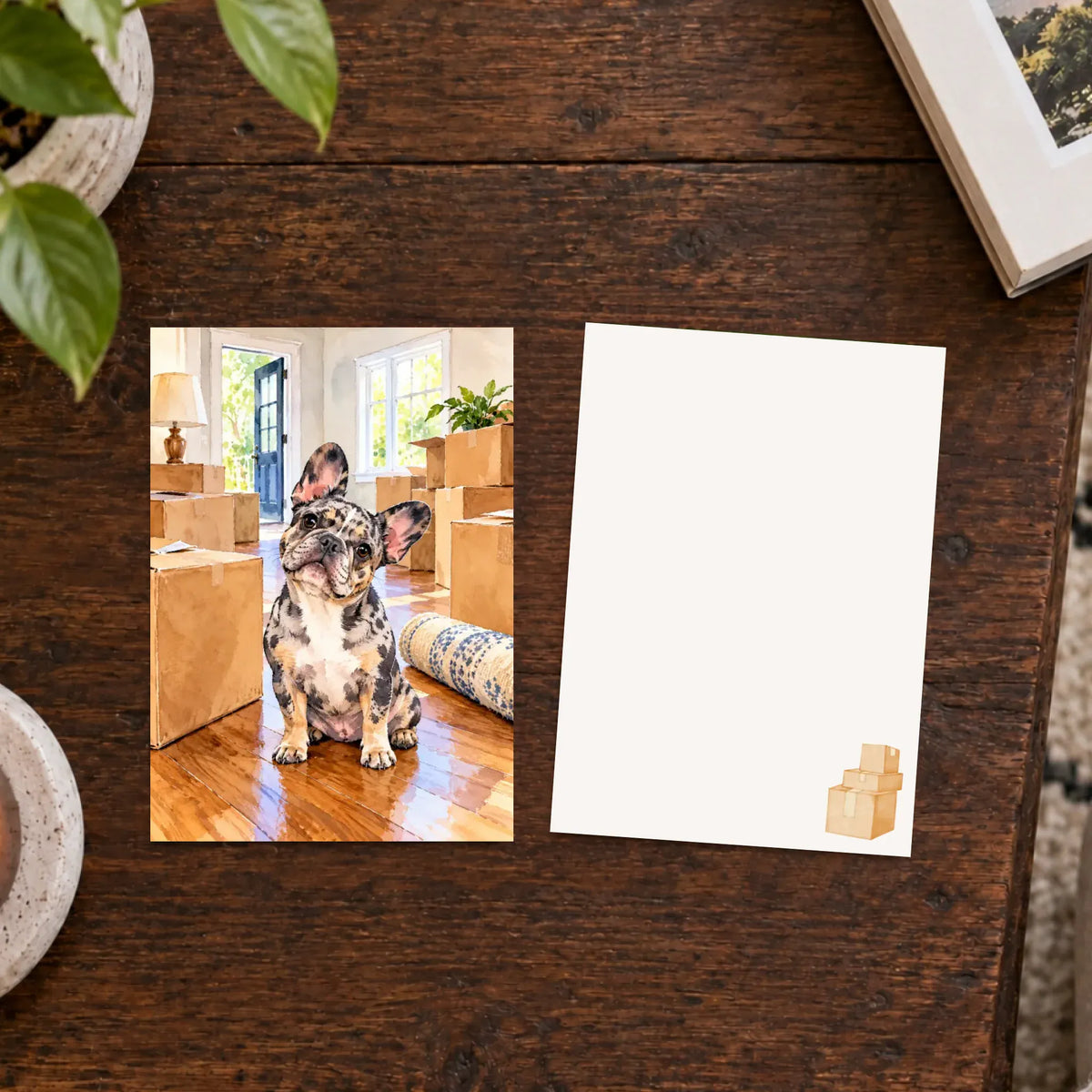 Custom Frenchie Moving Day Vision Board Card Flat Greeting Cards (envelopes included) Default 5" x 7" (square corner) Eggshell 1 pc
