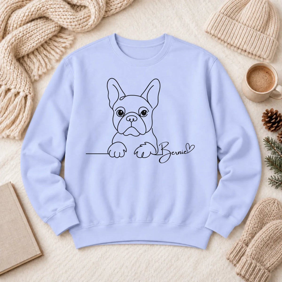 Custom Frenchie Name Minimalist Unisex Sweatshirt Hydrangea