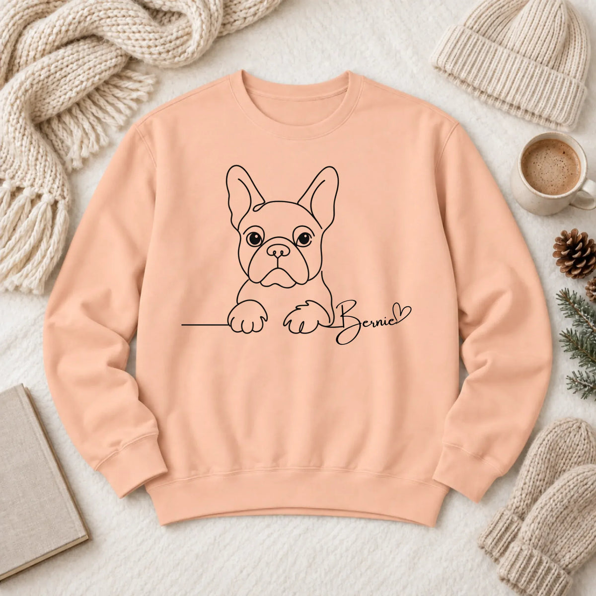 Custom Frenchie Name Minimalist Unisex Sweatshirt Peachy