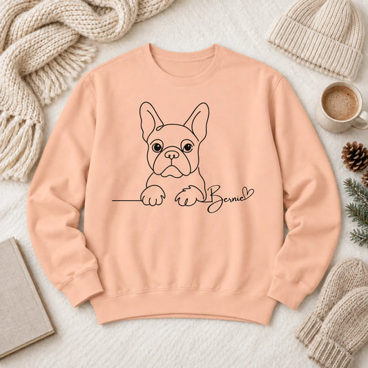 Custom Frenchie Name Minimalist Unisex Sweatshirt Peachy