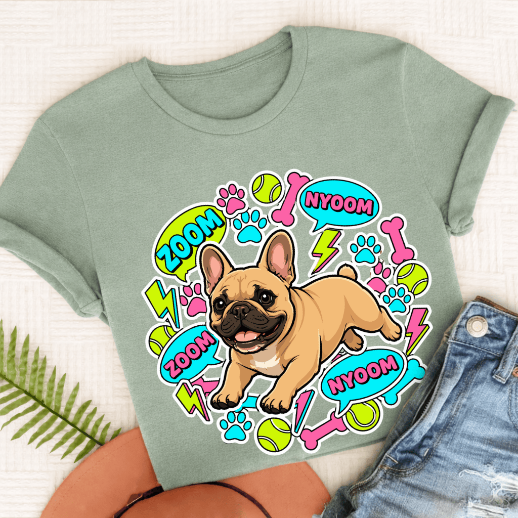 Custom Frenchie Neon Zoomies Unisex TShirt Bay