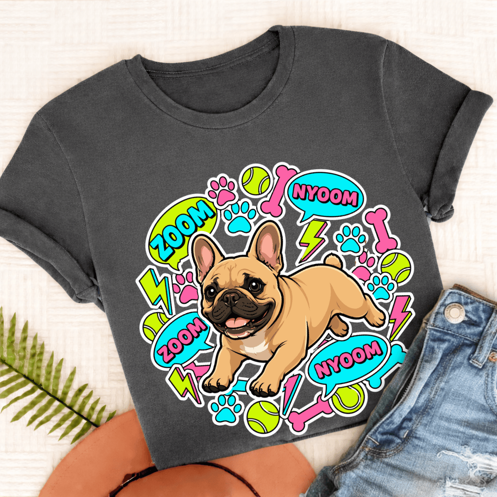 Custom Frenchie Neon Zoomies Unisex TShirt Pepper