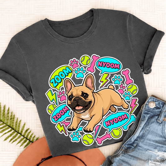 Custom Frenchie Neon Zoomies Unisex TShirt Pepper