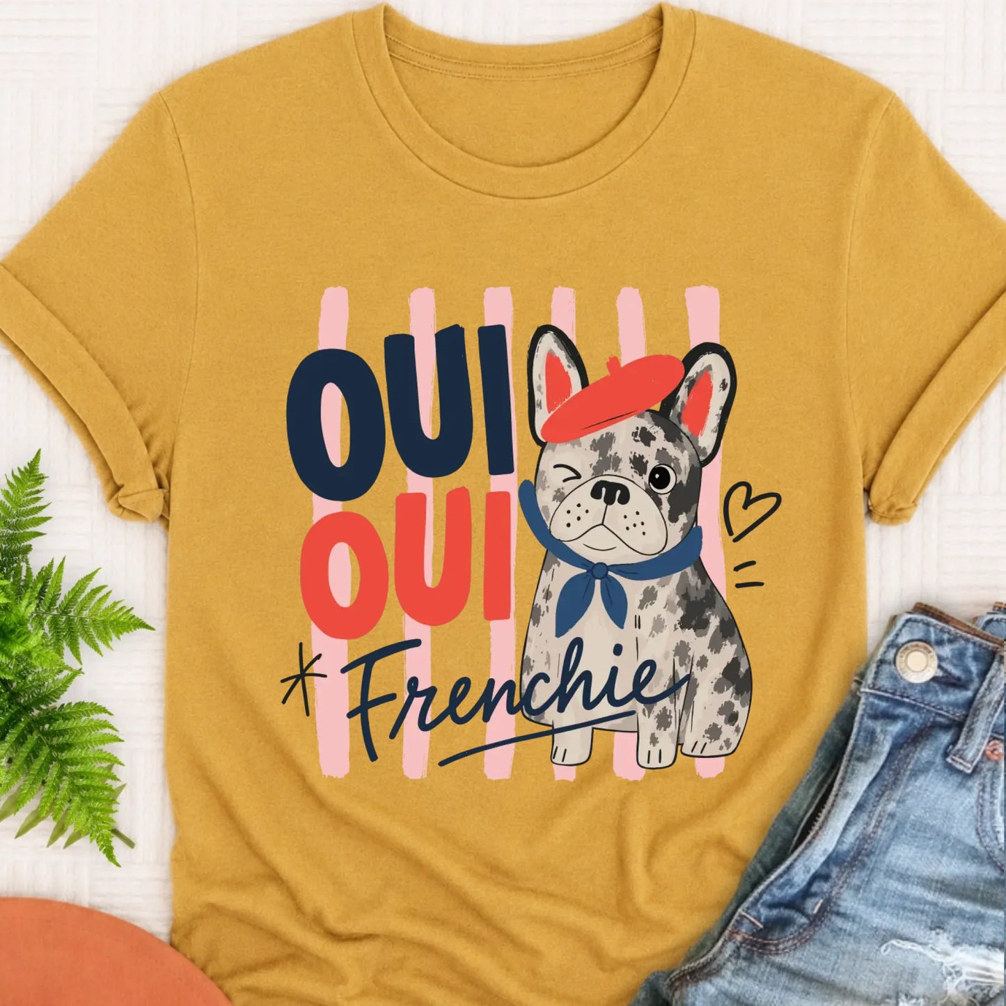 T-Shirt Mustard / S Custom Frenchie Oui France Unisex Tshirt