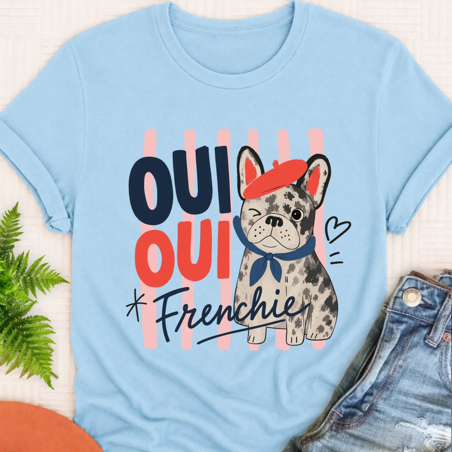 T-Shirt Chambray / S Custom Frenchie Oui France Unisex Tshirt