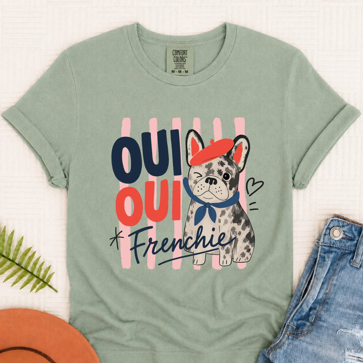 Custom Frenchie Oui France Unisex Tshirt Bay