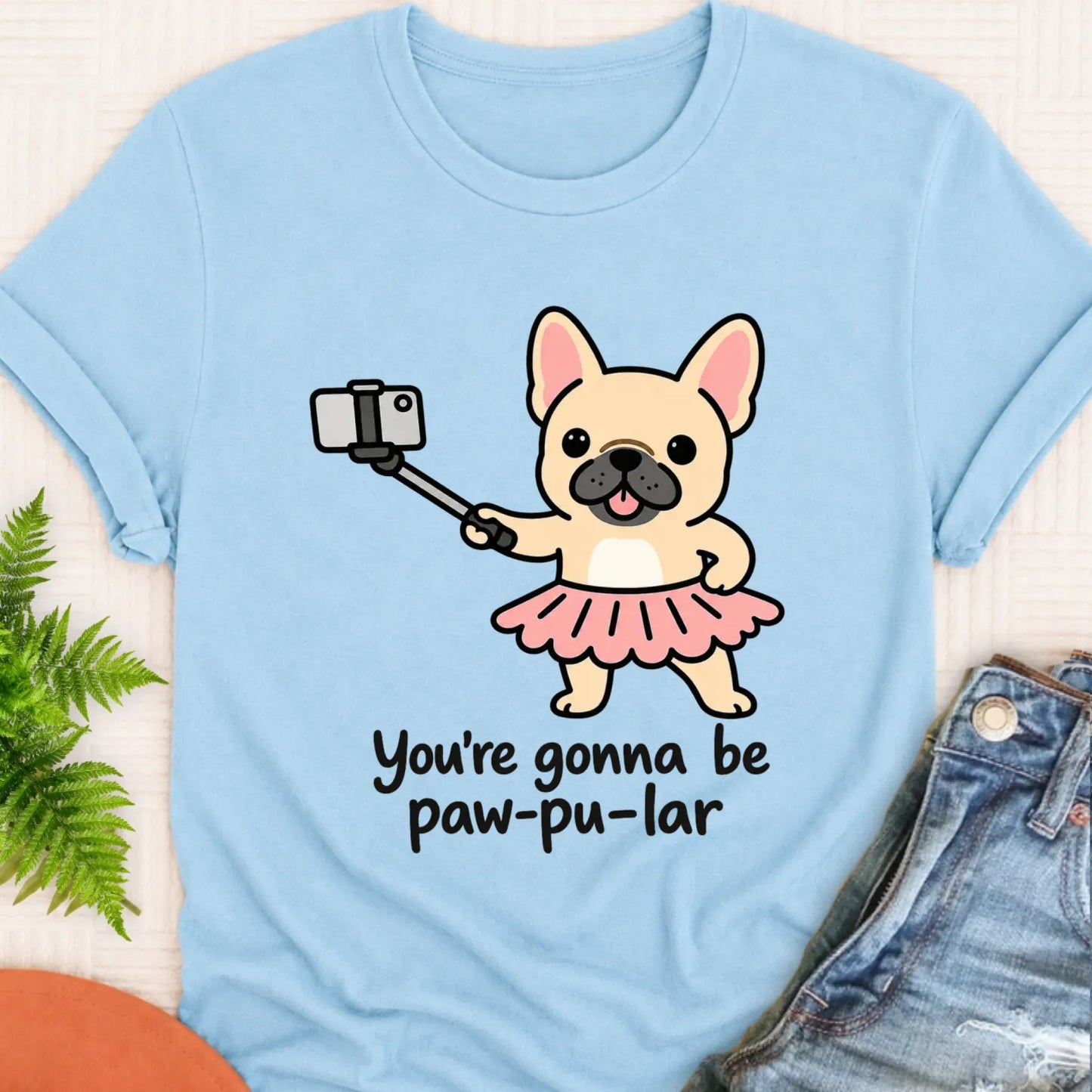 T-Shirt Chambray / S Custom Frenchie Pawpular Unisex Tshirt
