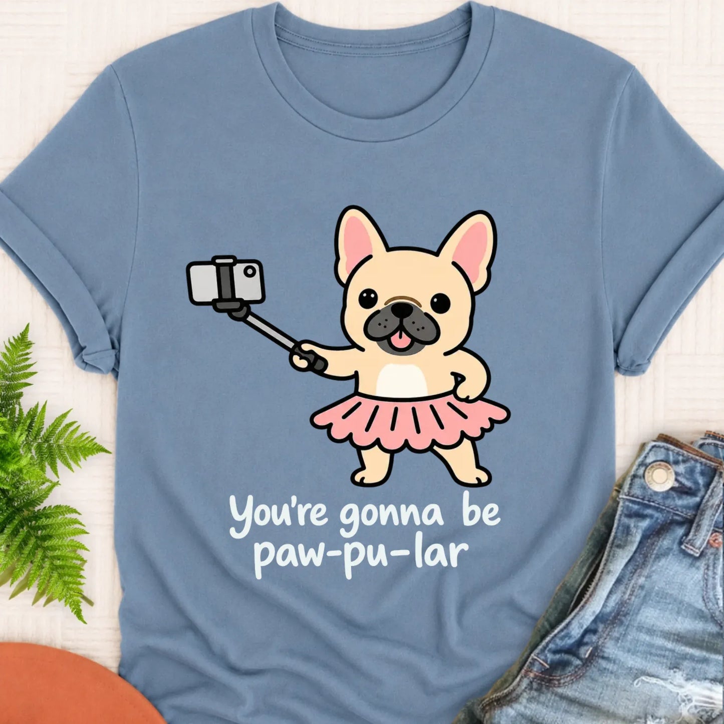T-Shirt Blue Jean / S Custom Frenchie Pawpular Unisex Tshirt