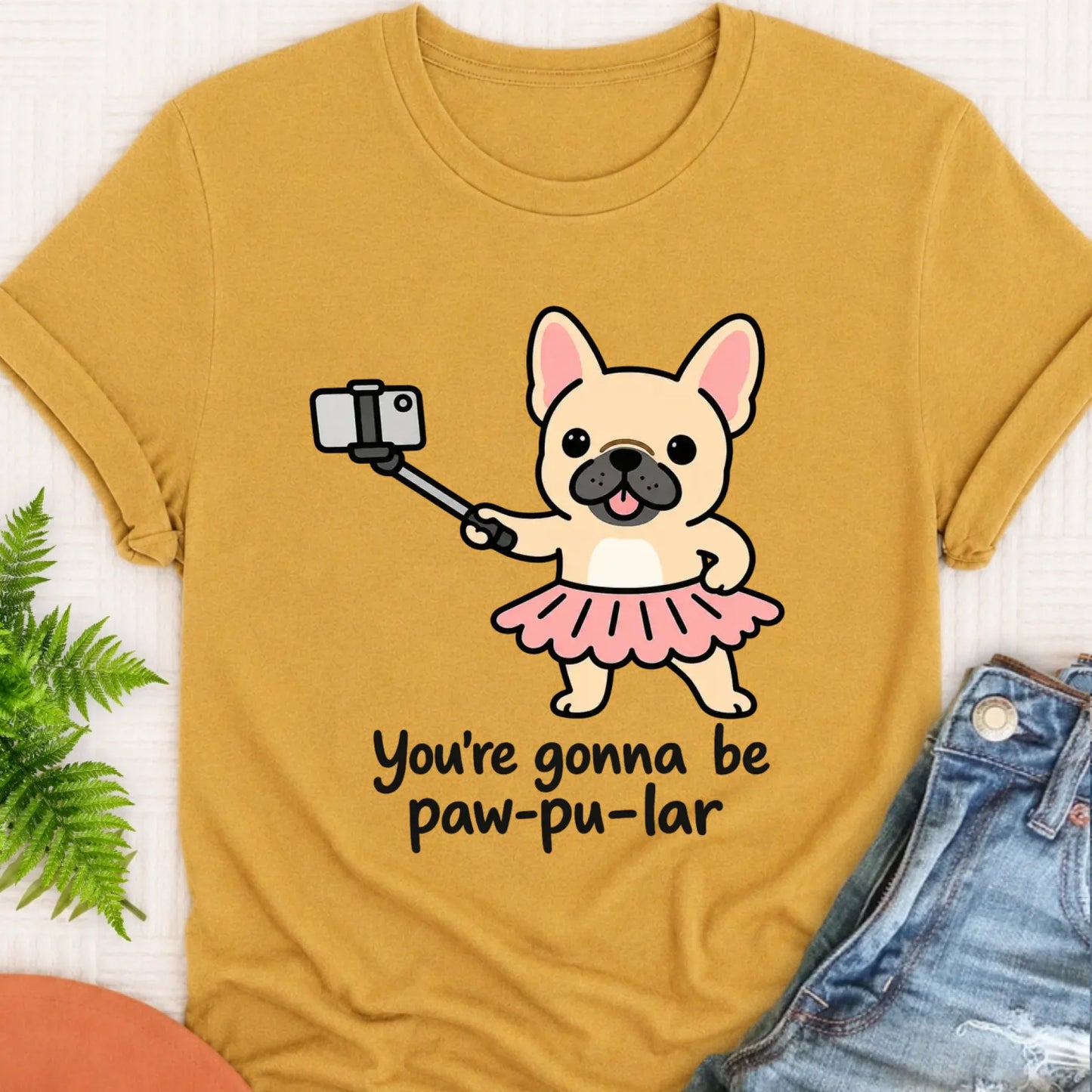 T-Shirt Mustard / S Custom Frenchie Pawpular Unisex Tshirt