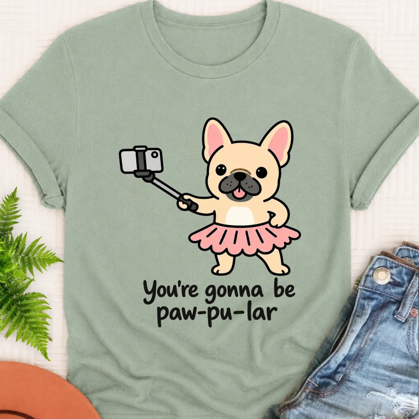 T-Shirt Bay / S Custom Frenchie Pawpular Unisex Tshirt