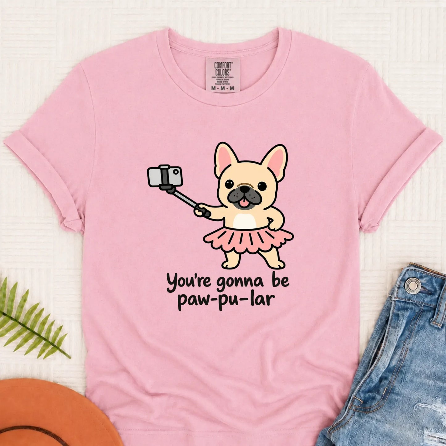 Custom Frenchie Pawpular Unisex Tshirt Blossom
