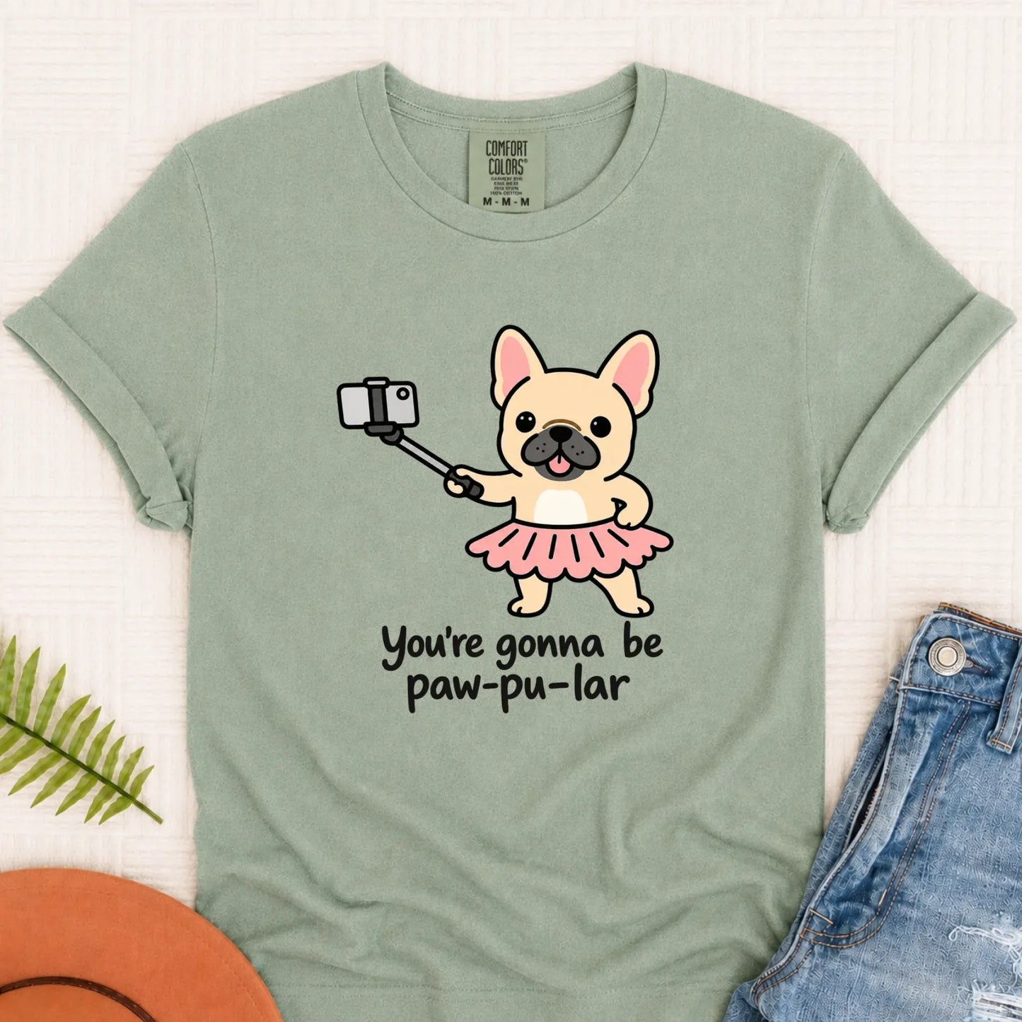Custom Frenchie Pawpular Unisex Tshirt Bay