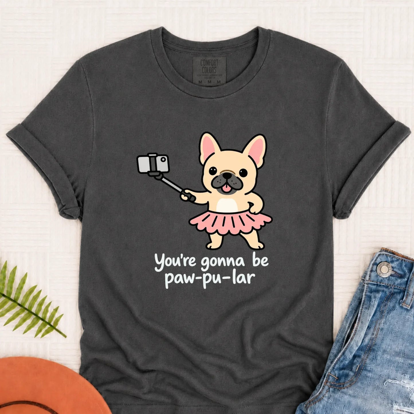 Custom Frenchie Pawpular Unisex Tshirt Pepper