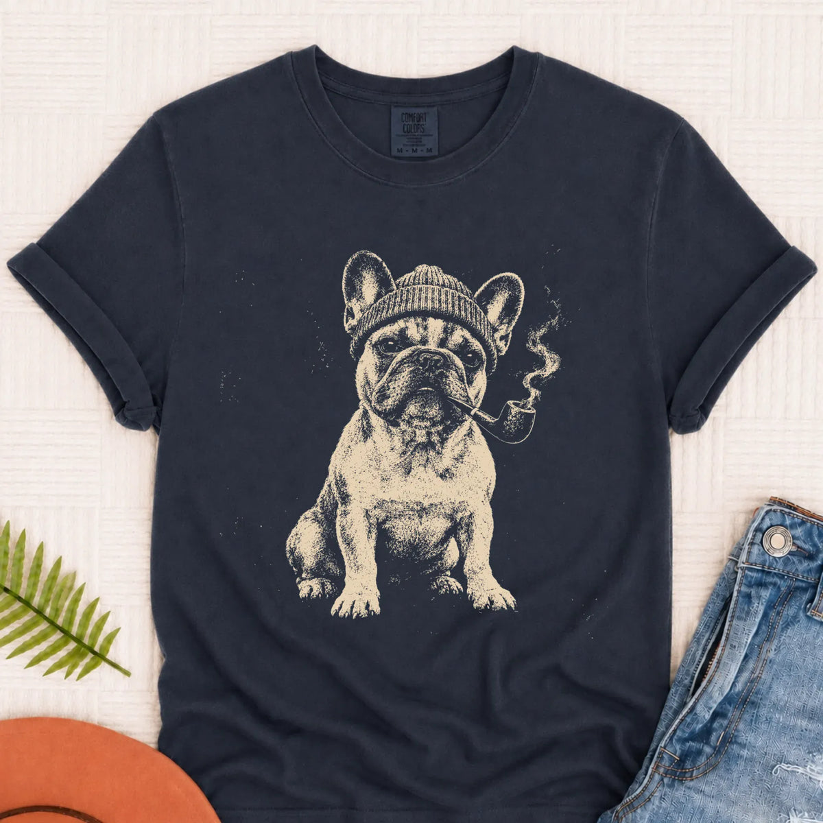 Customizer Monster Dark 1717 / Navy / S Custom Frenchie Pipe Smoker Unisex Tshirt