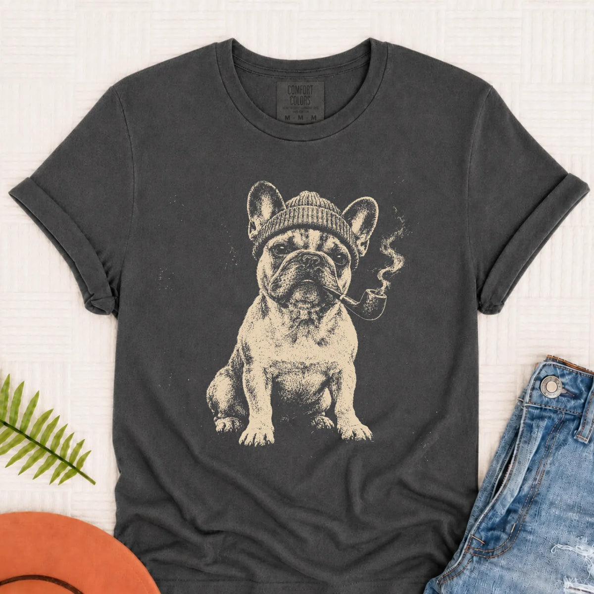 Customizer Monster Dark 1717 / Pepper / S Custom Frenchie Pipe Smoker Unisex Tshirt