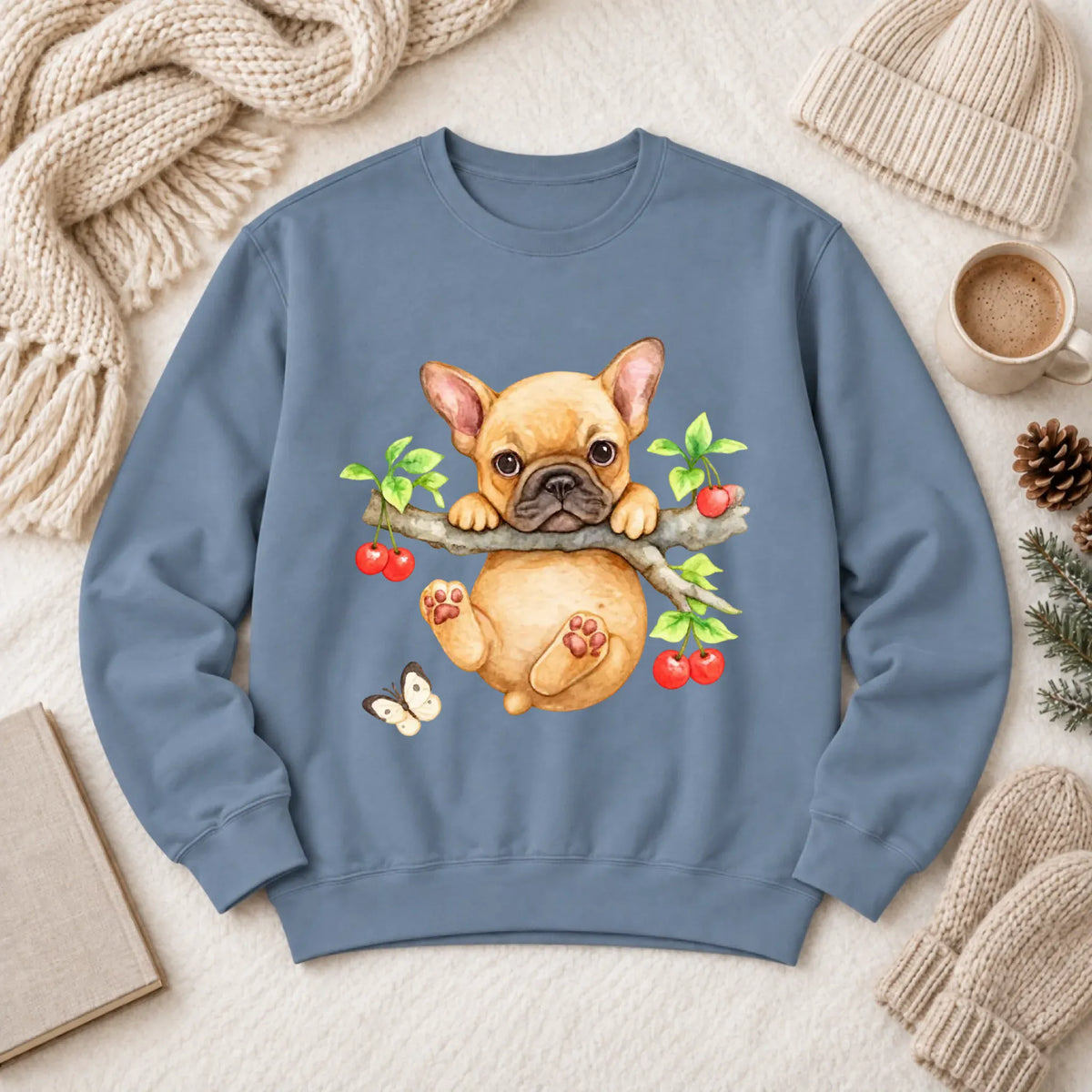 Custom Frenchie Puppy Hang In There Unisex Sweatshirt - Sweatshirt - Good Girl John
