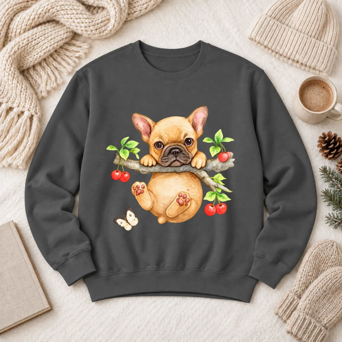 Custom Frenchie Puppy Hang In There Unisex Sweatshirt - Sweatshirt - Good Girl John