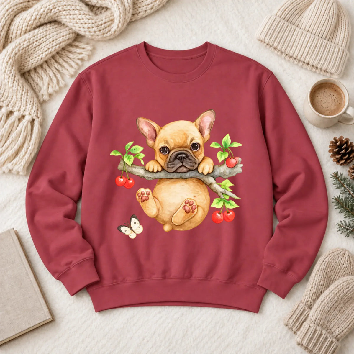 Custom Frenchie Puppy Hang In There Unisex Sweatshirt - Sweatshirt - Good Girl John