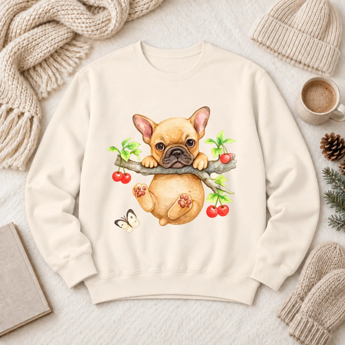 Custom Frenchie Puppy Hang In There Unisex Sweatshirt - Sweatshirt - Good Girl John