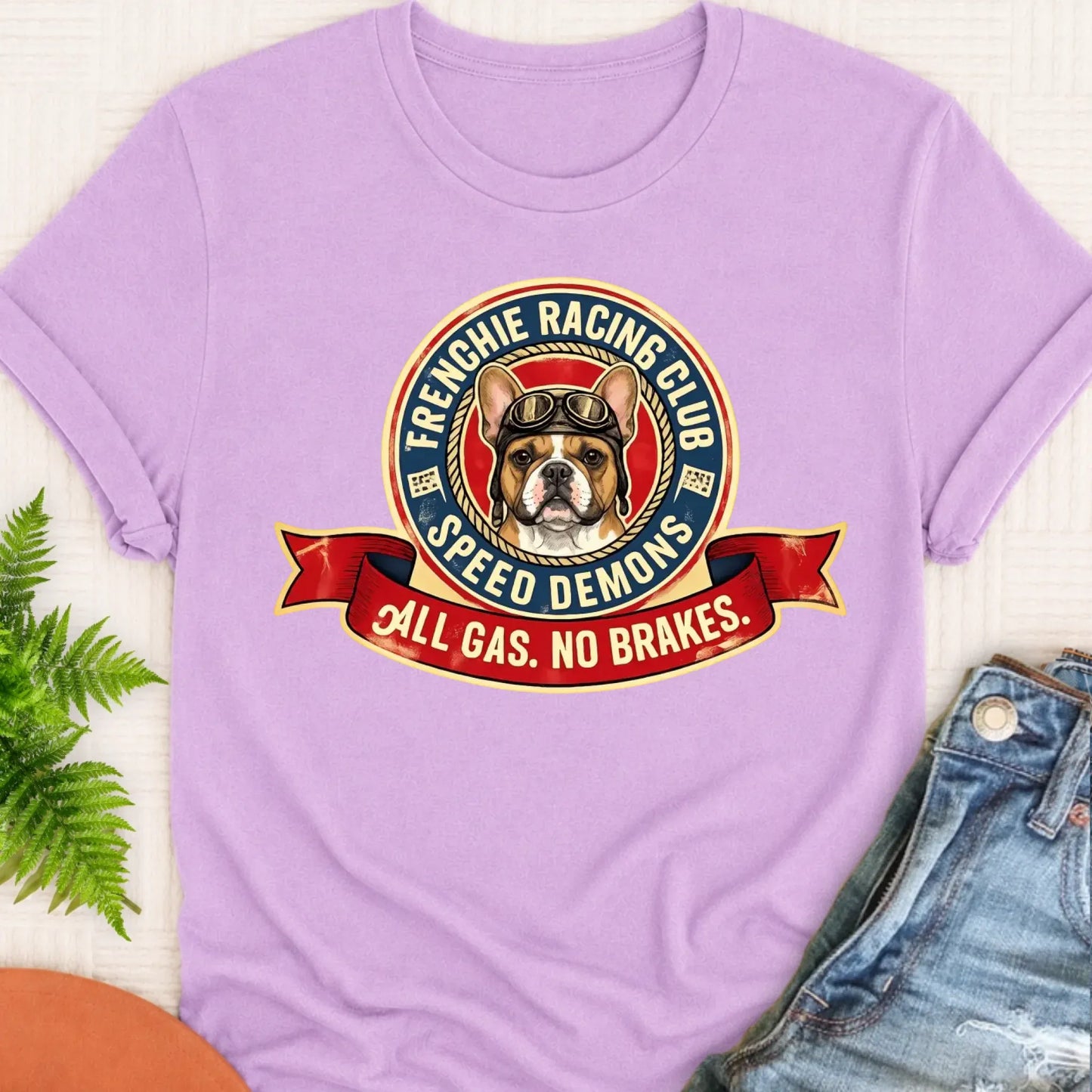 T-Shirt Orchid / S Custom Frenchie Racing All Gas Unisex TShirt