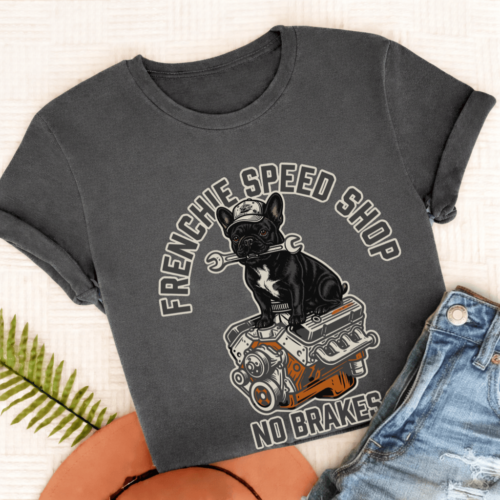 Custom Frenchie Racing Speed Shop Unisex TShirt Pepper