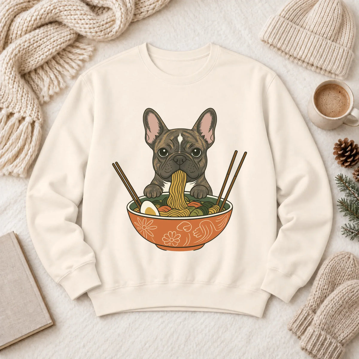 Custom Frenchie Ramen Noodles Unisex Sweatshirt - Sweatshirt - Good Girl John