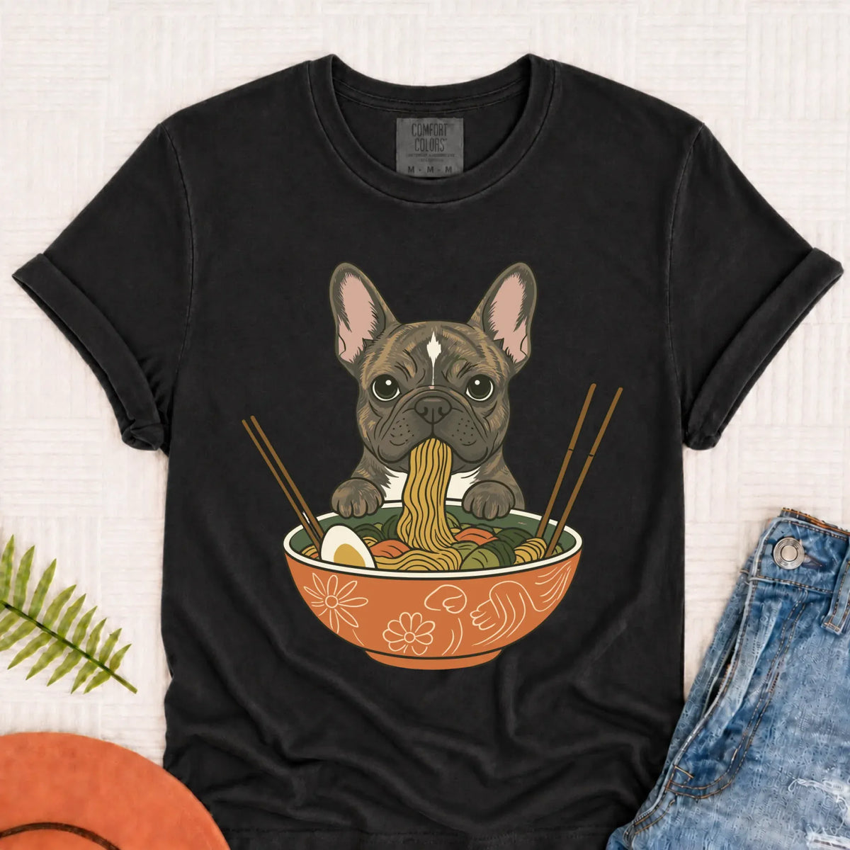 Custom Frenchie Ramen Noodles Unisex TShirt - T-Shirt - Good Girl John
