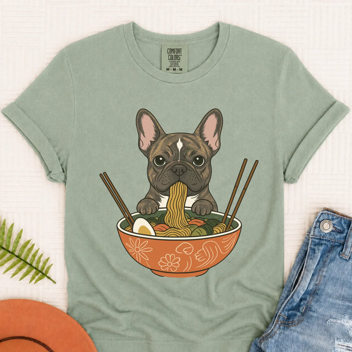 Custom Frenchie Ramen Noodles Unisex TShirt - T-Shirt - Good Girl John
