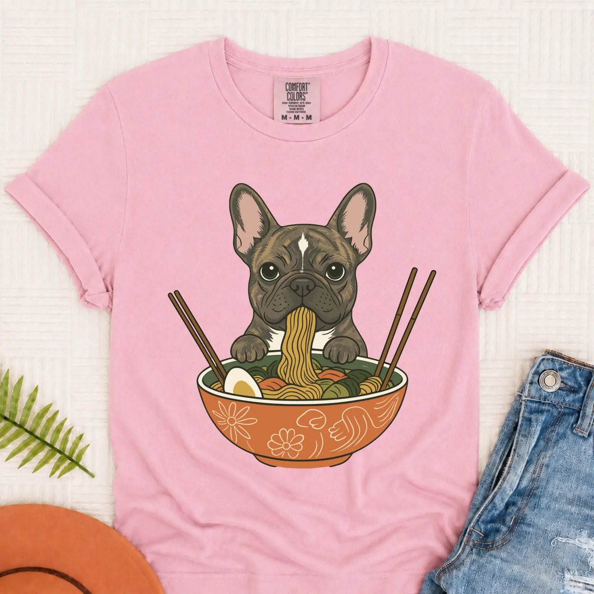 Custom Frenchie Ramen Noodles Unisex TShirt - T-Shirt - Good Girl John