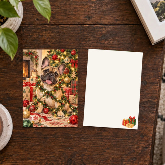 Custom Frenchie Retro Christmas Greeting Card