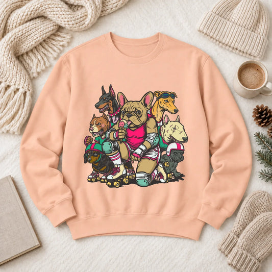 Custom Frenchie Roller Derby Unisex Sweatshirt Peachy