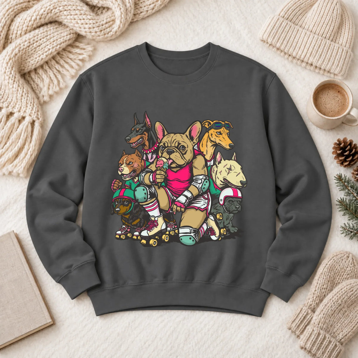 Custom Frenchie Roller Derby Unisex Sweatshirt Pepper