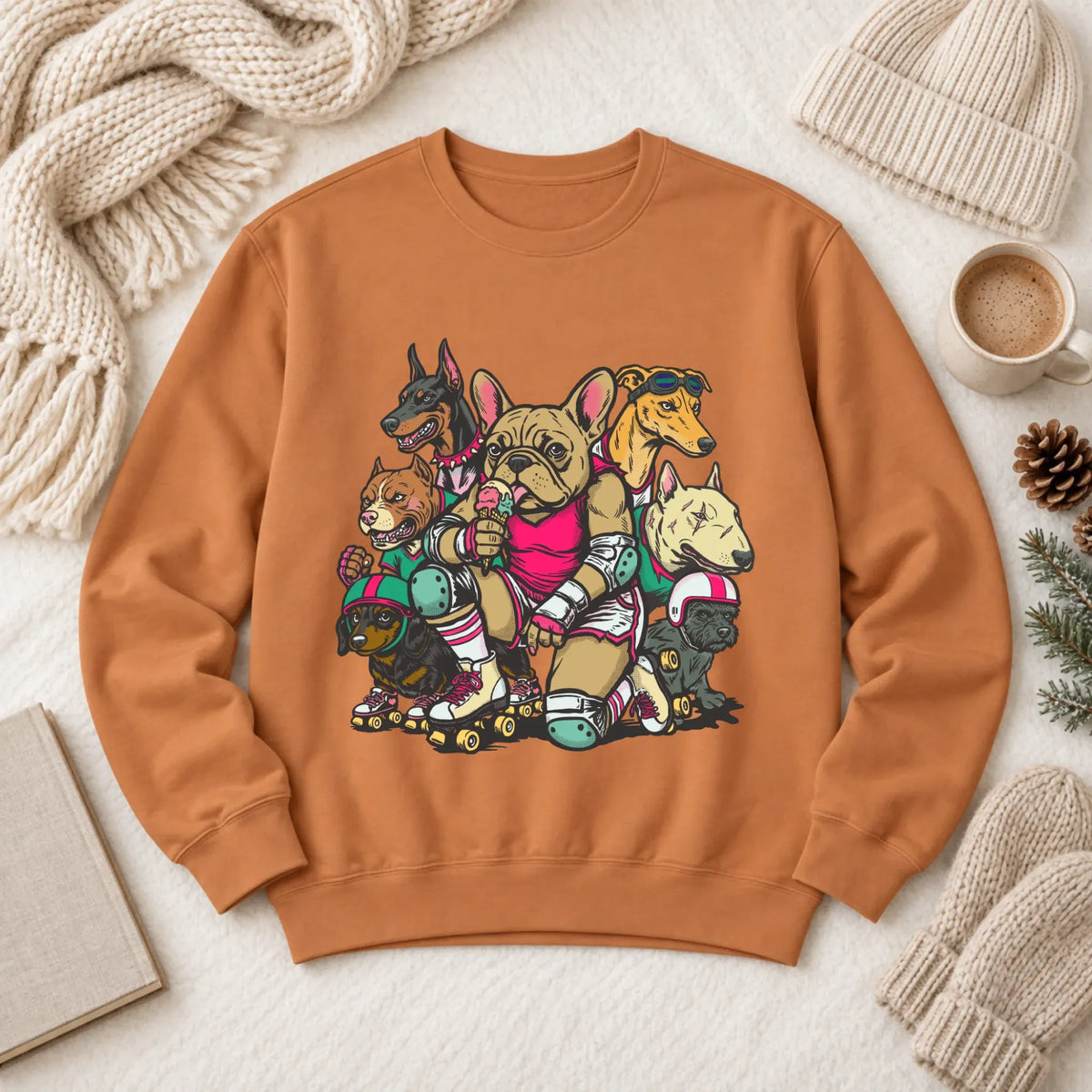 Custom Frenchie Roller Derby Unisex Sweatshirt Yam