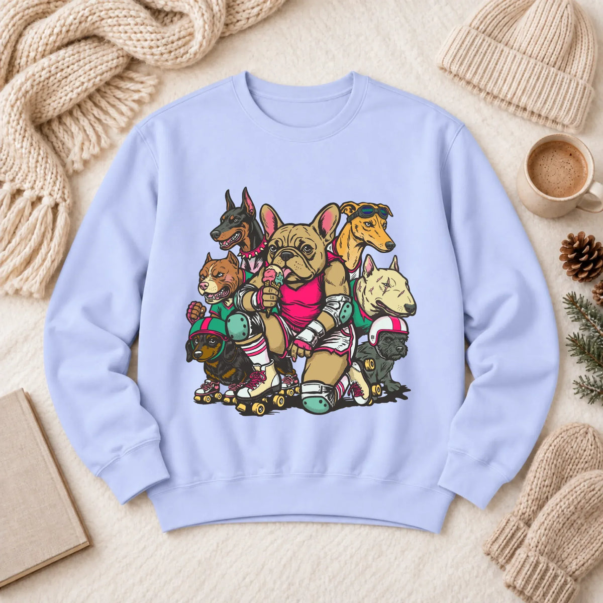 Custom Frenchie Roller Derby Unisex Sweatshirt Hydrangea