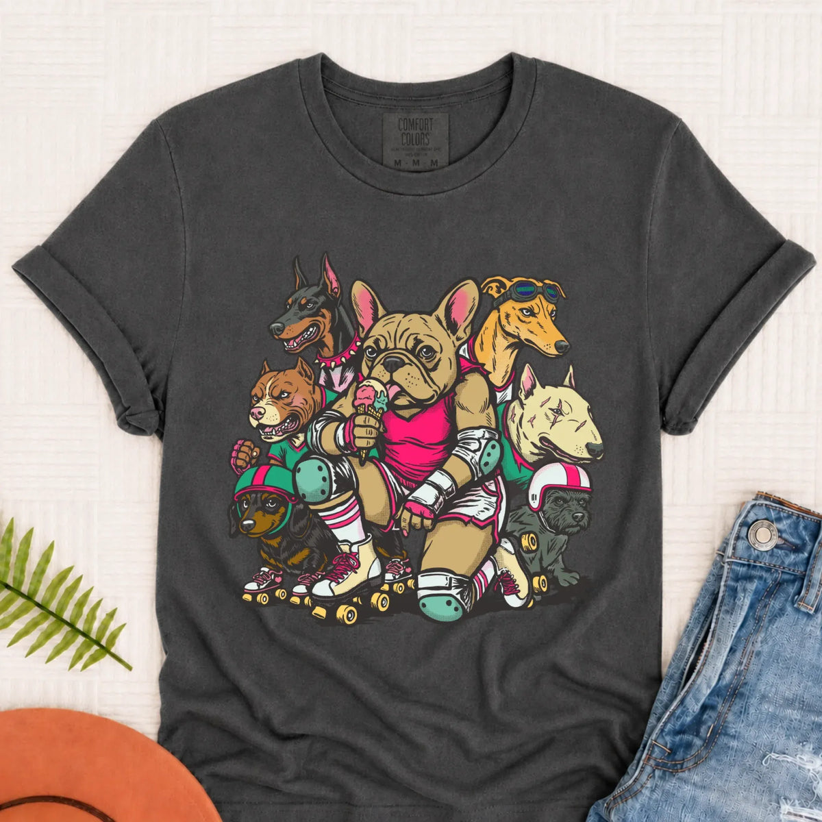 Custom Frenchie Roller Derby Unisex TShirt Pepper