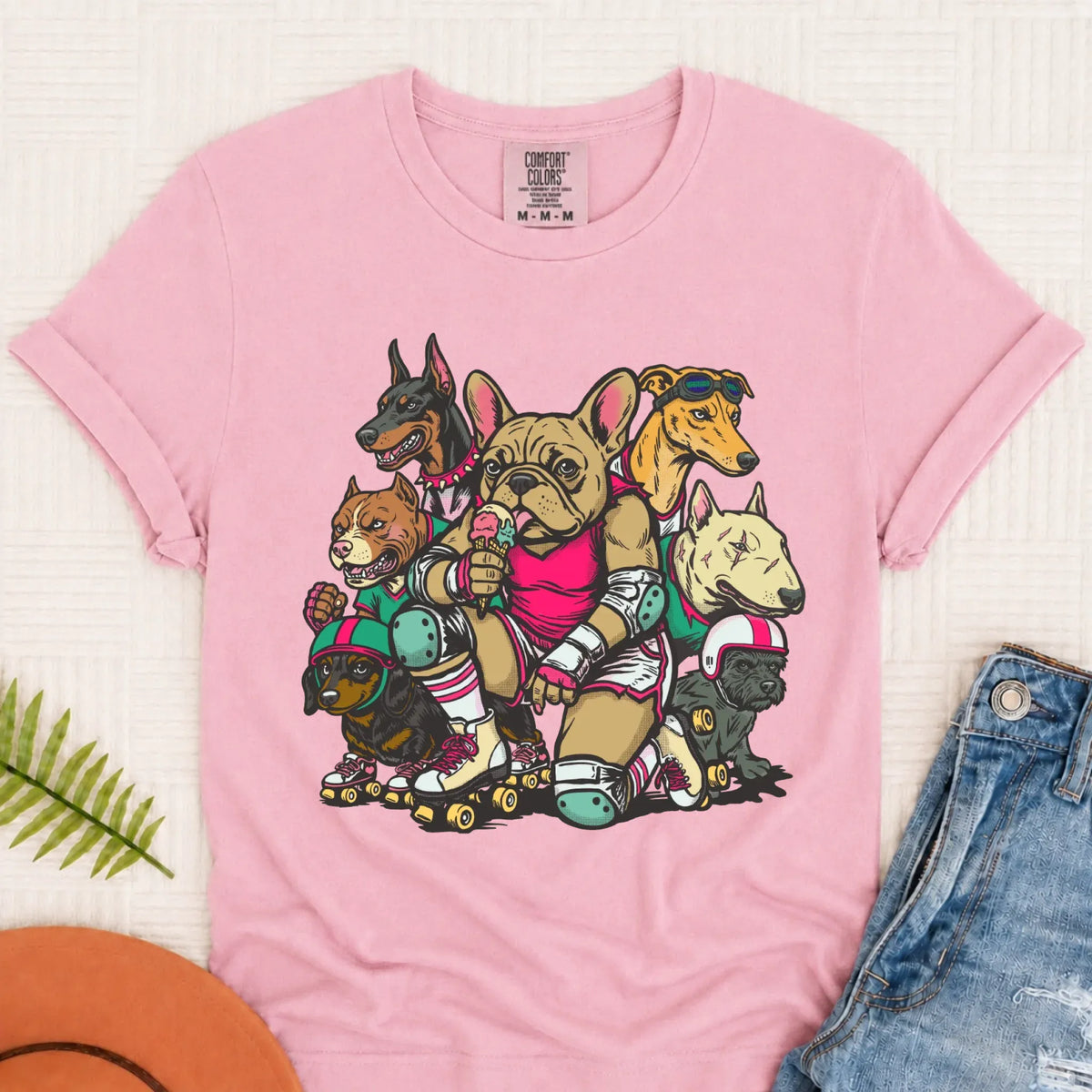 Custom Frenchie Roller Derby Unisex TShirt Blossom
