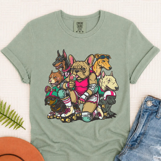 Custom Frenchie Roller Derby Unisex TShirt Bay