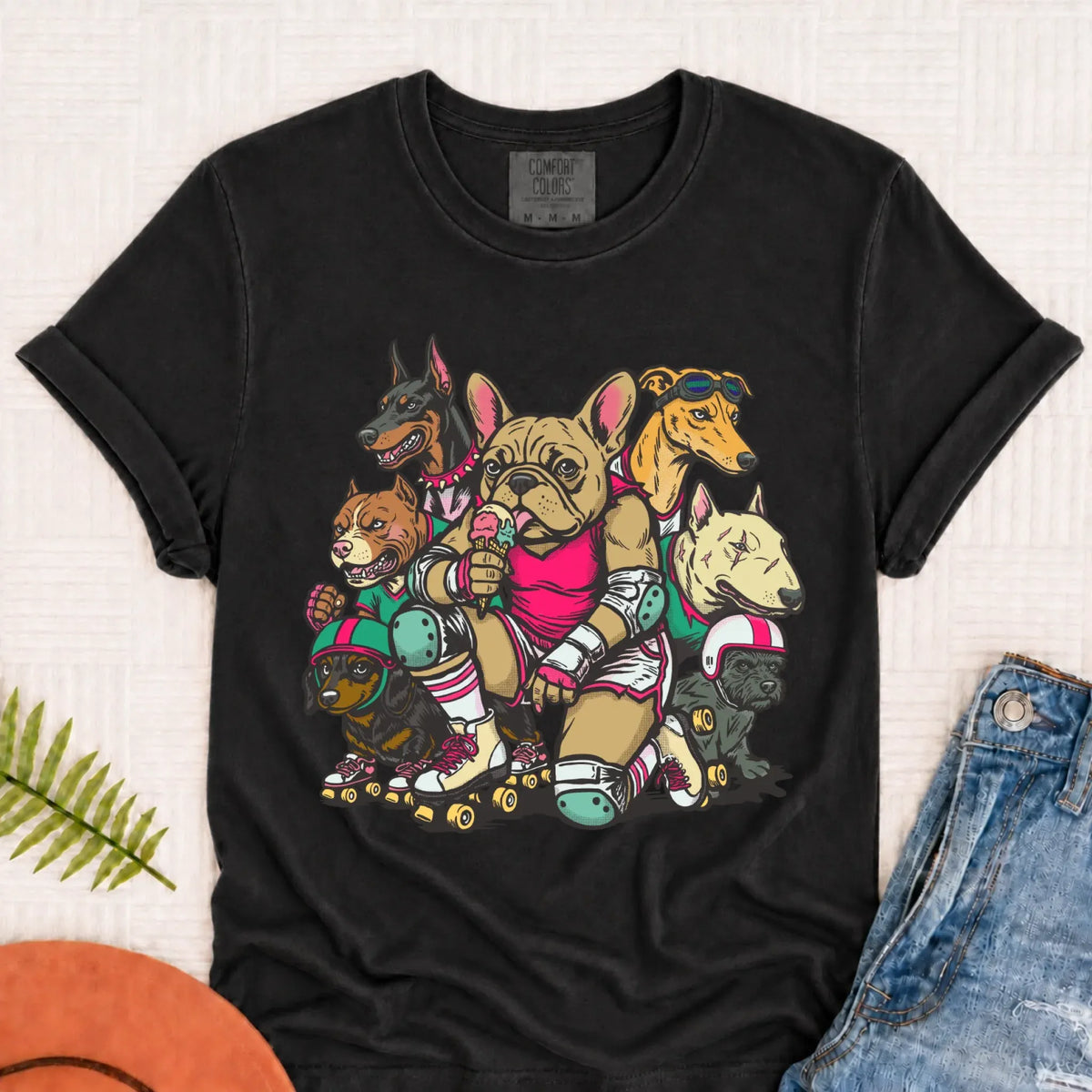 Custom Frenchie Roller Derby Unisex TShirt Graphite