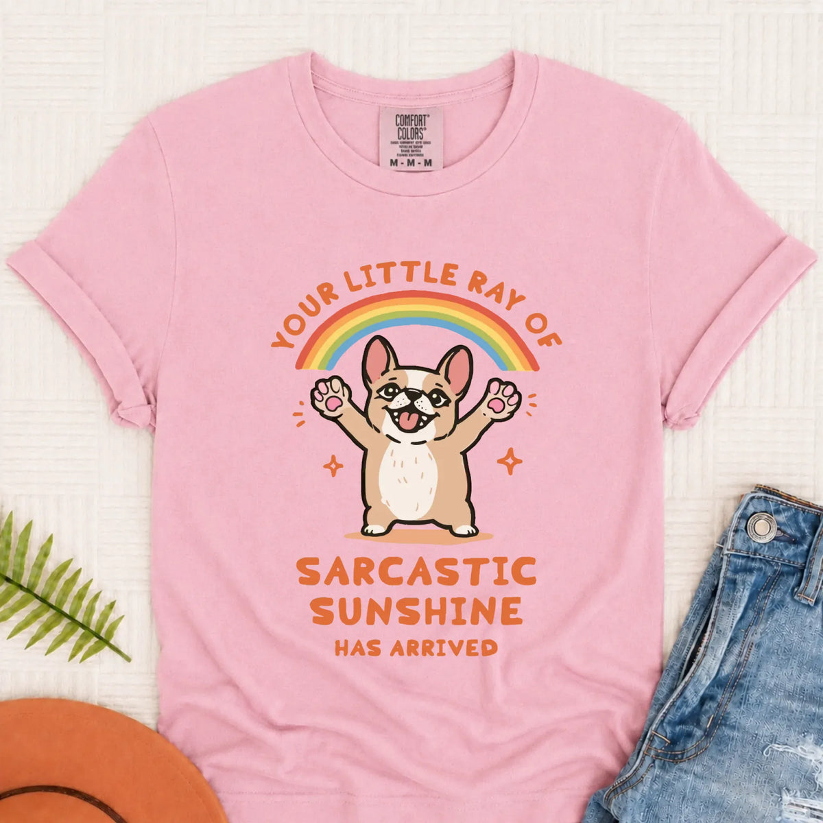 Custom Frenchie Sarcastic Ray of Sunshine Unisex Tshirt Blossom
