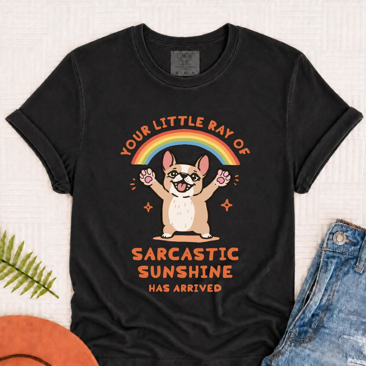Custom Frenchie Sarcastic Ray of Sunshine Unisex Tshirt Graphite