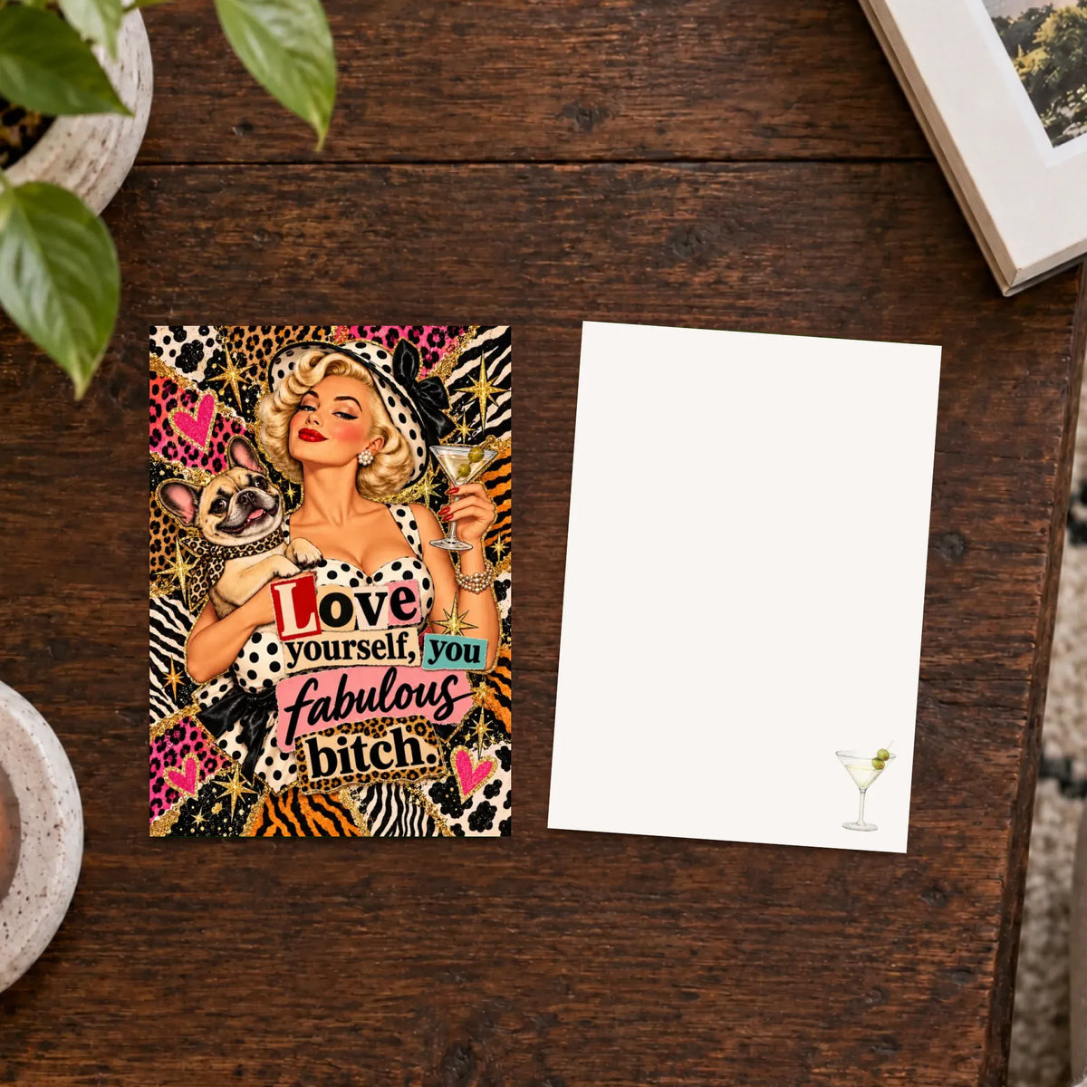 Custom Frenchie Sassy Love Yourself Greeting Card