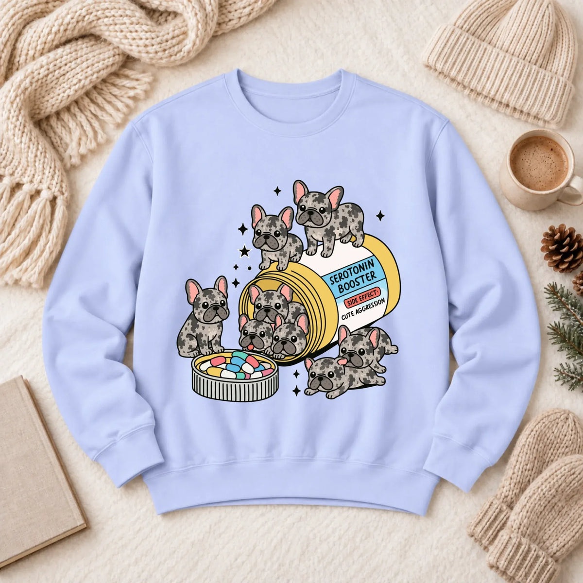 Sweatshirt Hydrangea / S Custom Frenchie Serotonin Meds Unisex Sweatshirt