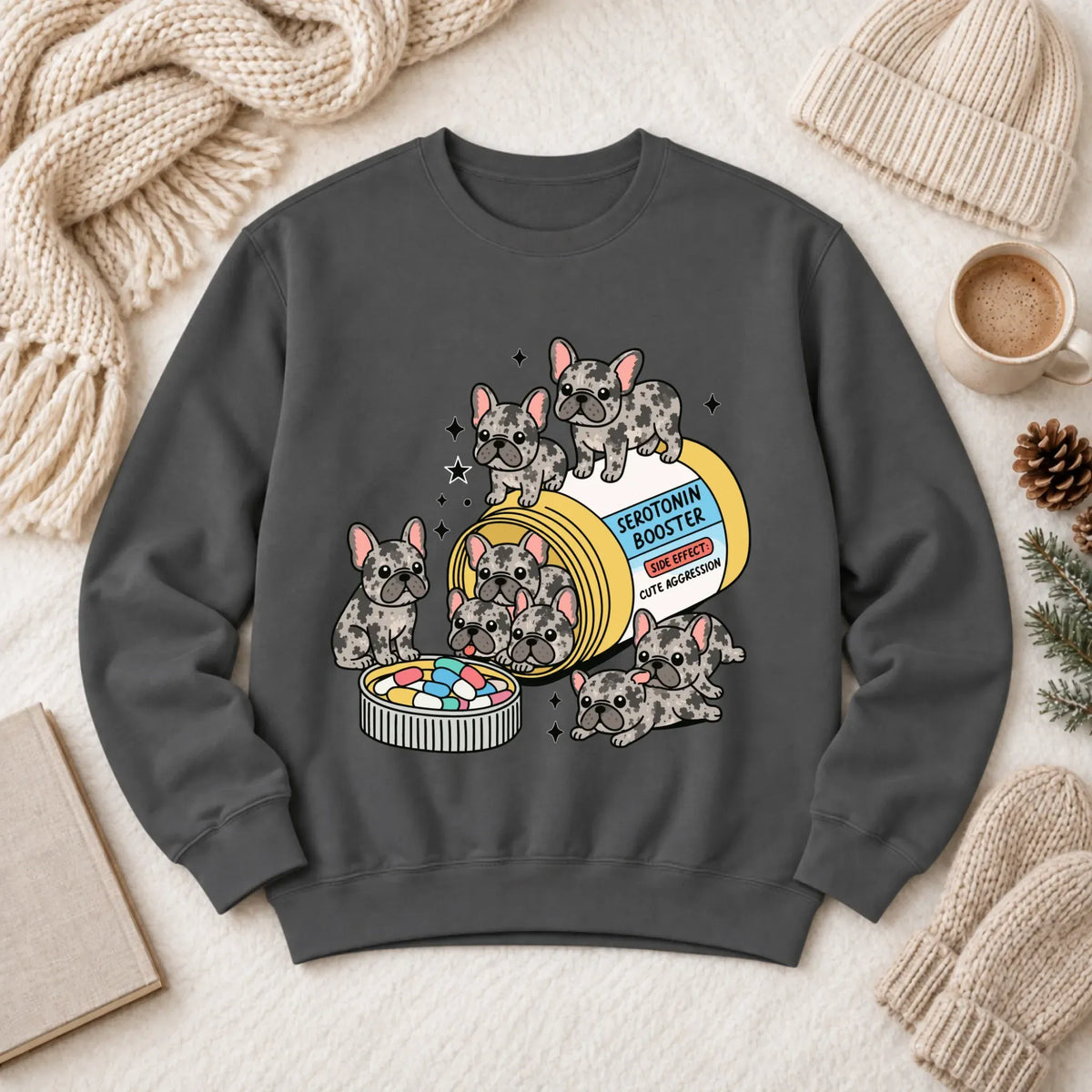 Sweatshirt Pepper / S Custom Frenchie Serotonin Meds Unisex Sweatshirt