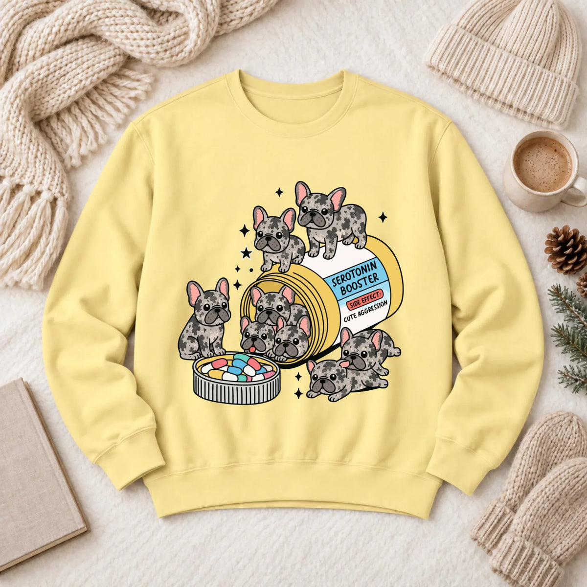 Sweatshirt Butter / S Custom Frenchie Serotonin Meds Unisex Sweatshirt