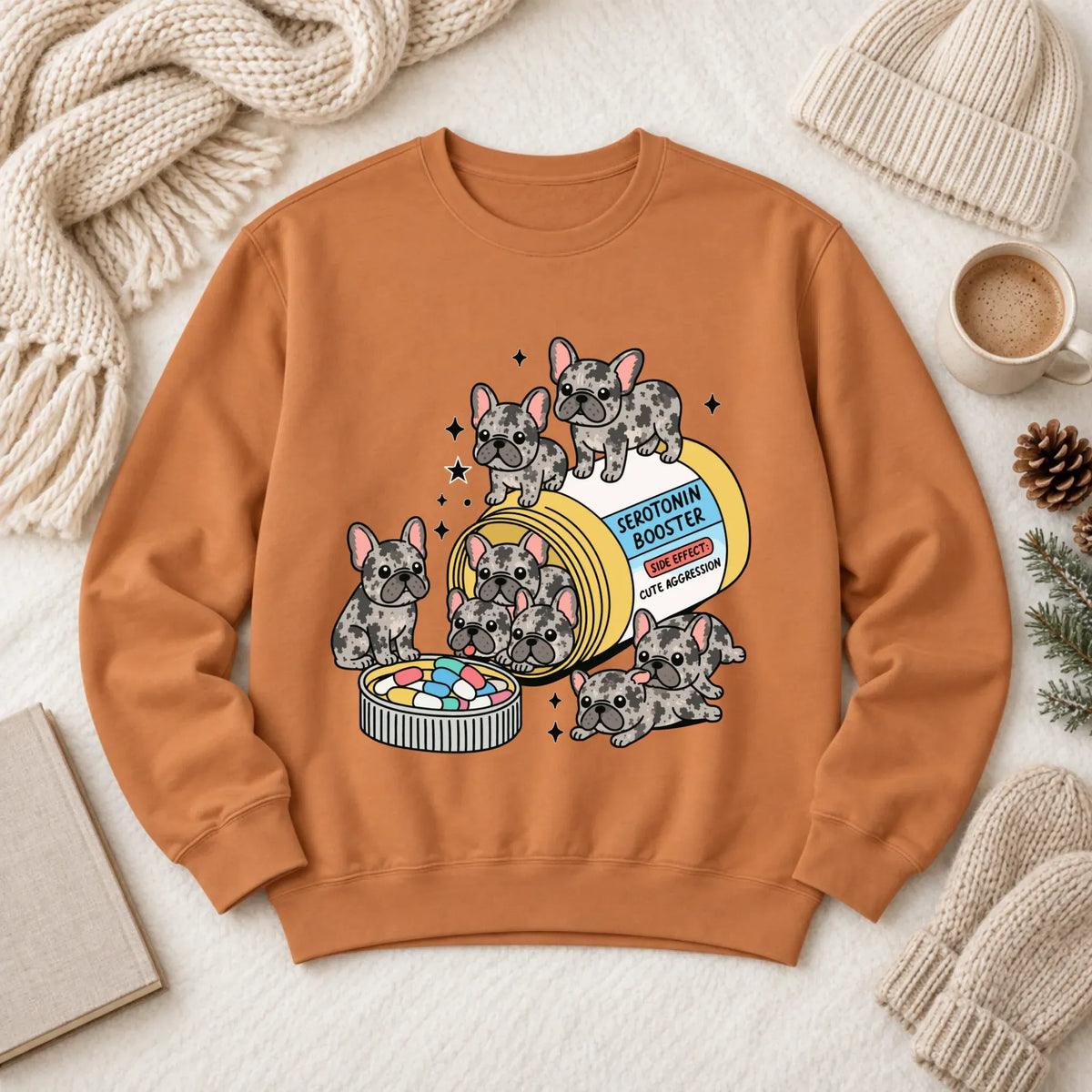 Sweatshirt Yam / S Custom Frenchie Serotonin Meds Unisex Sweatshirt